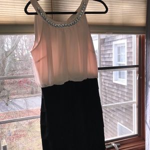 Jeweled neck chiffon bodice dress